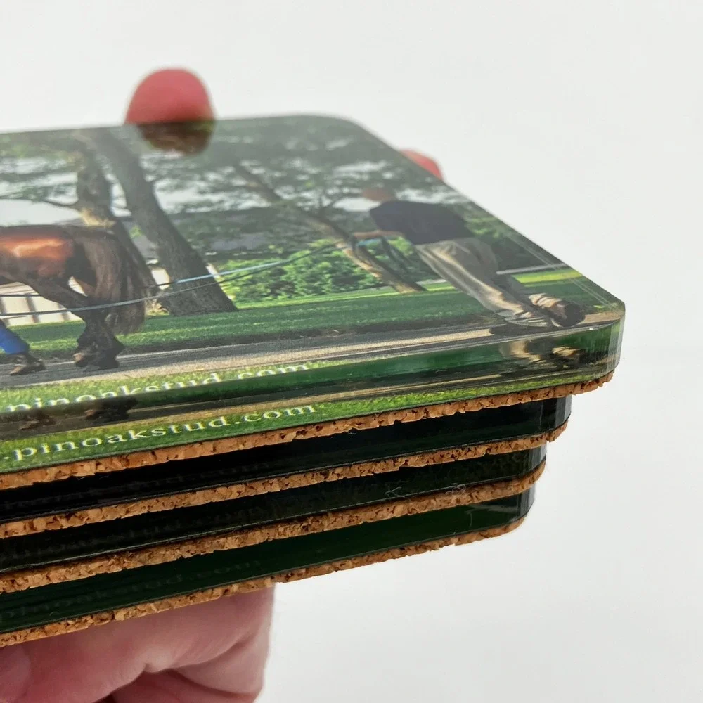 Pin Oak Stud Coaster Set of 4 Multicolor Horse Equestrian Photography Acrylic